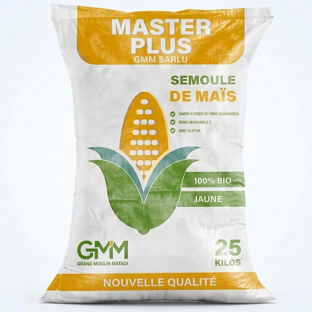 Master Plus Semoule de Maïs Bio Yellow, 100% Bio Jaune (sac de 25 kg)